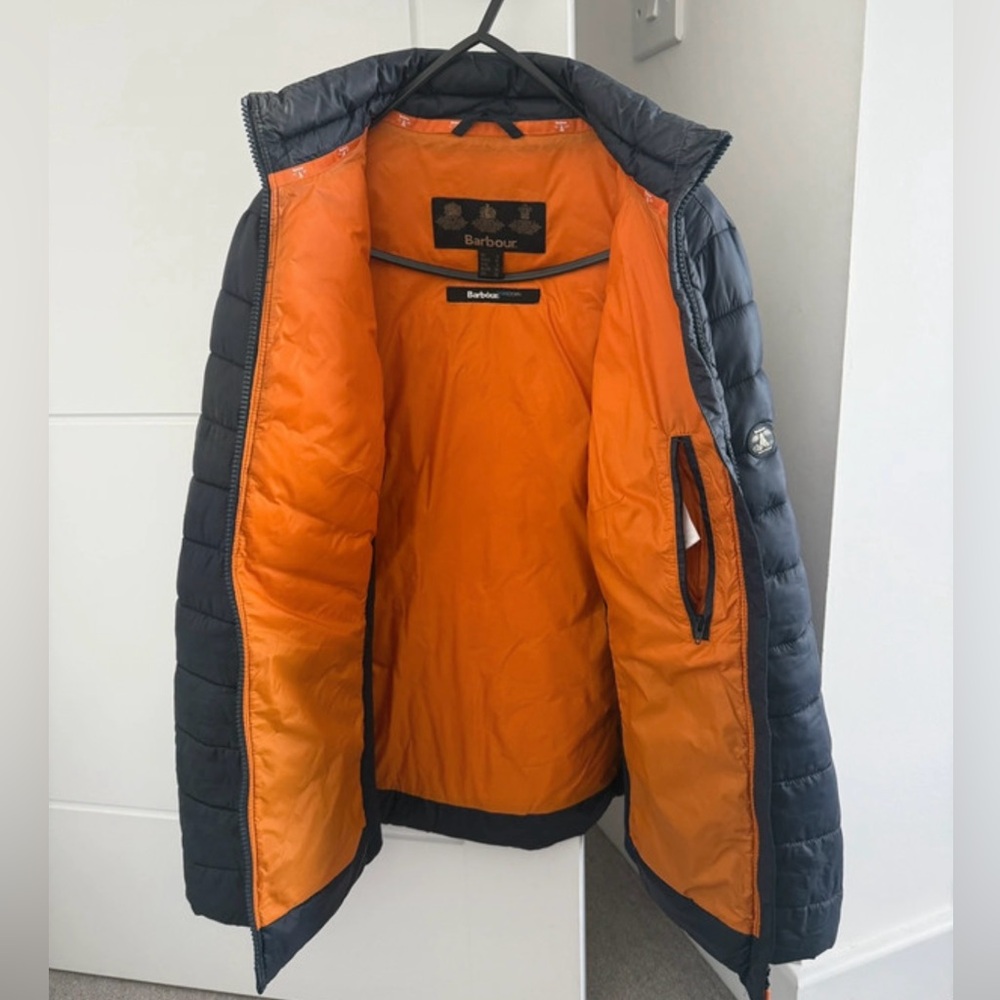 Barbour Quilted Jacket in Navy/Marigold-ASO Kate Middleton Royal-UK10/US6 - Picture 3 of 10